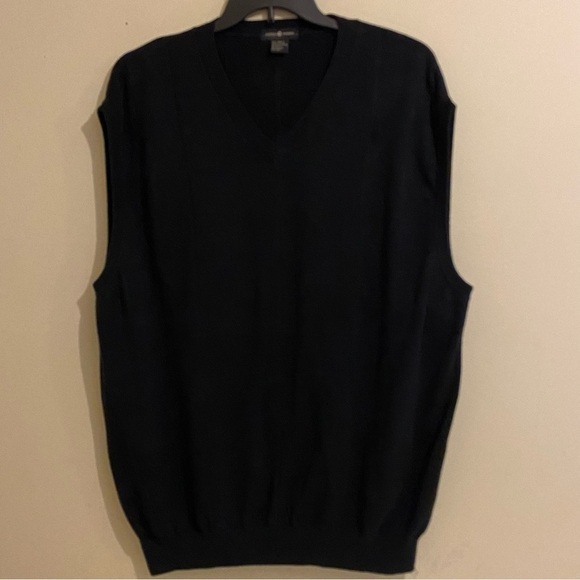Cotton Traders Men’s 2XLT Sweater Vest Black Sleeveless Pullover V-Neck Vintage - Picture 1 of 8